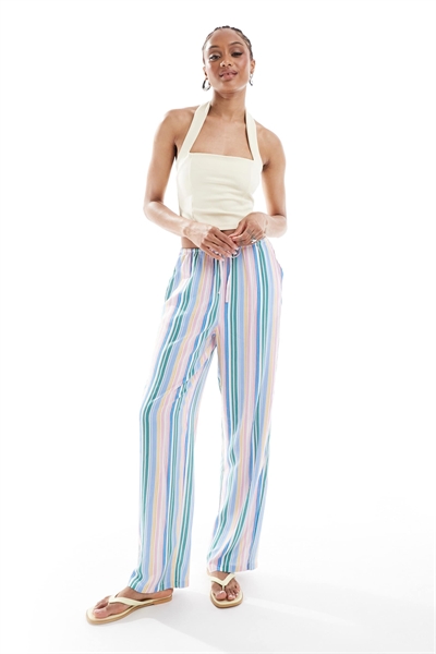 Брюки с широкими брючинами и завязкой на талии артикул 144437522