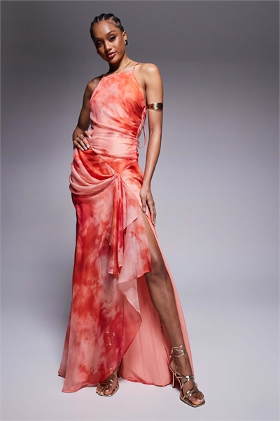 ASOS DESIGN — Макси-платье для высоких девушек с бретелями в стиле «рейсер» и драпированной юбкой артикул 143245001