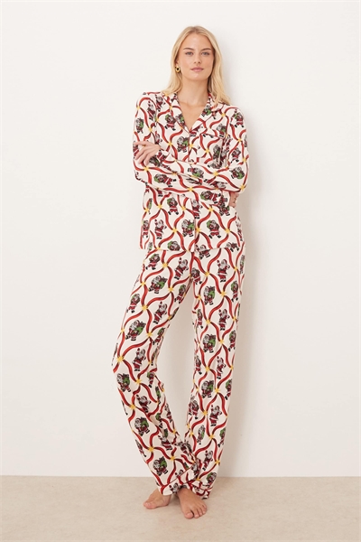 Эксклюзивный комплект пижамы Chelsea Peers из полиэстера, длинный, с длинными рукавами и отложным воротником артикул 143498221