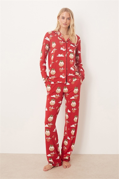 Пижамный комплект «Poly» с длинными рукавами и отложным воротником артикул 143498197