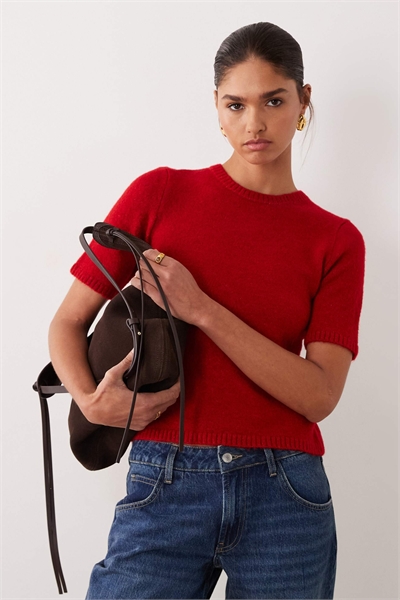 Вязаный топ красного цвета артикул 155574545