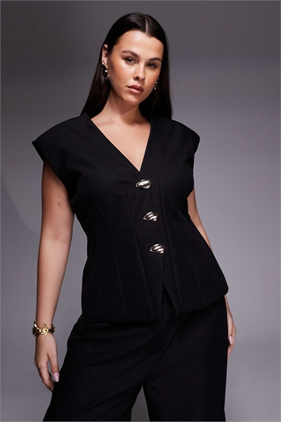 Жилет с зауженной талией из льна co-ord артикул 148658533