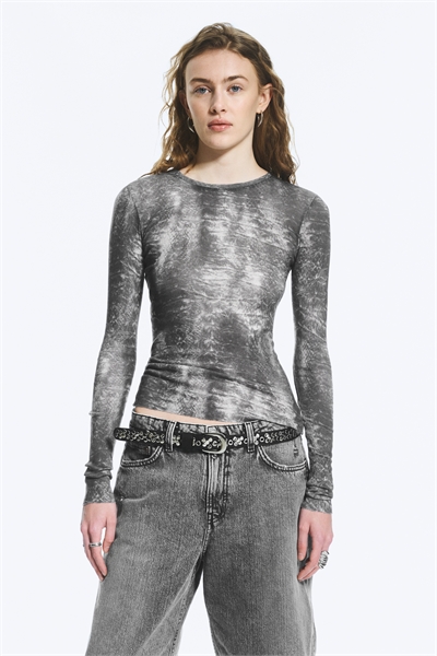 Топ с длинными рукавами и принтом, облегающий крой артикул 1275487005