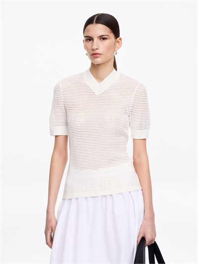 Топ с V-образным вырезом Pointelle артикул 1311469001