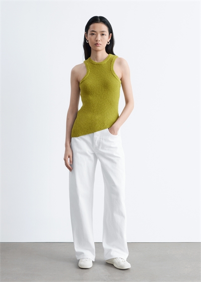 Асимметричный топ с ребристой вязкой артикул 1321070001