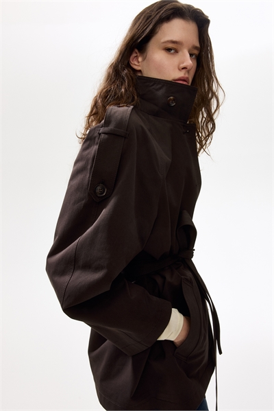 Пальто из твила с поясом артикул 1341979001