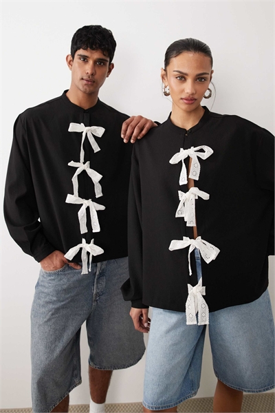 Рубашка с длинными рукавами и бантиком, унисекс артикул 155587882