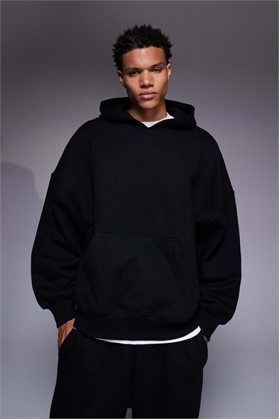 Премиум-худи из плотной ткани плотностью 400 г/м² черного цвета с экстремально большим капюшоном артикул 153493790