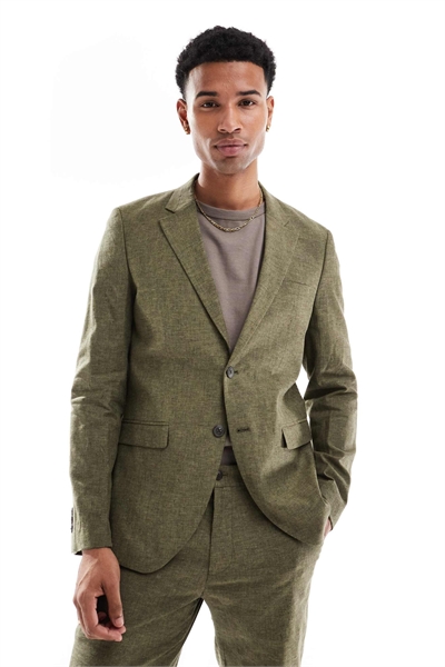 Пиджак из льна премиум-класса с зауженным кроем артикул 134728697