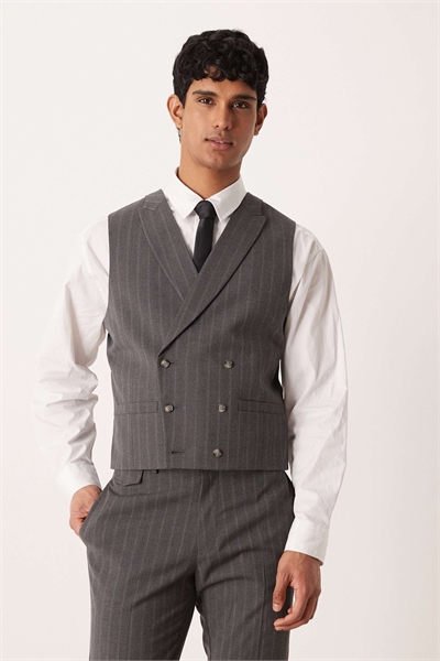 Пиджак и жилет в угольно-серую полоску артикул 151099205
