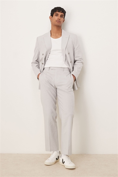 Брюки для костюма с прямыми брючинами из смешанного льна артикул 138518697
