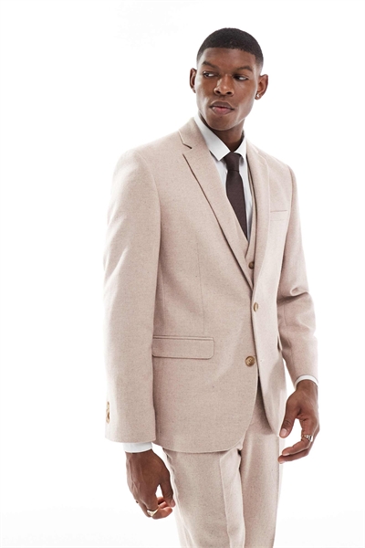 Пиджак из смешанной шерсти с зауженным кроем артикул 139249279