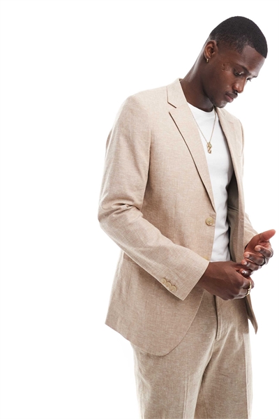 Блейзер приталенного кроя из смешанного льна премиум-класса артикул 134227033