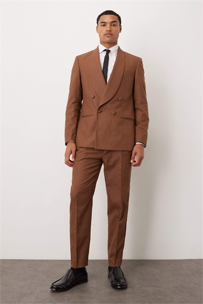 Брюки-клер из смесовой ткани (хлопок и лен) зауженного кроя артикул 143048616