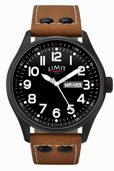 Мужские круглые аналоговые часы диаметром 43 мм черного цвета артикул 149754718