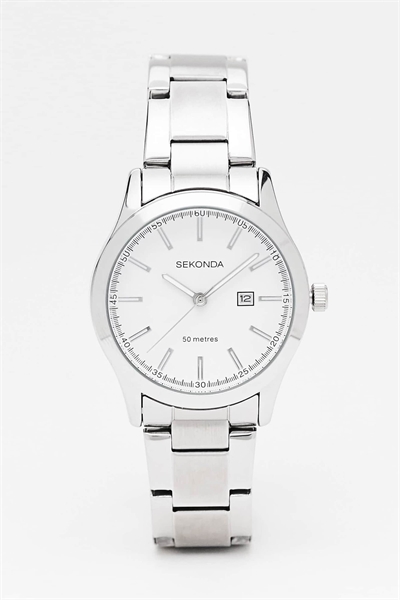 Женские аналоговые часы Taylor с круглым корпусом из серебряного сплава, браслетом из нержавеющей стали серебристого цвета и белым циферблатом артикул 119875929