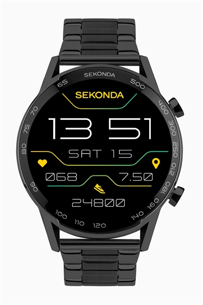 Смарт-часы Active Plus для мужчин, 45 мм, с черным корпусом и браслетом из нержавеющей стали, с ЖК-циферблатом артикул 139596558