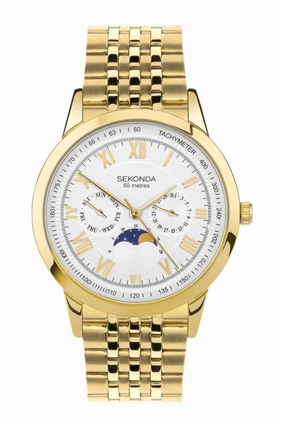 Мужские аналоговые часы Armstrong диаметром 40 мм с золотым корпусом и браслетом из нержавеющей стали, с серебристо-белым циферблатом артикул 139596487