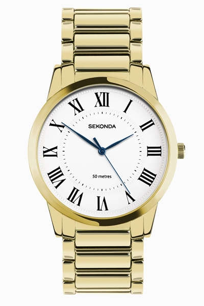 Часы Sekonda Beaumont, круглые, диаметром 40 мм, золотого цвета артикул 149072009