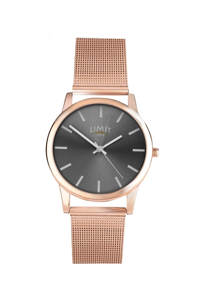 Часы из розового золота с сетчатым браслетом и циферблатом артикул 133622072