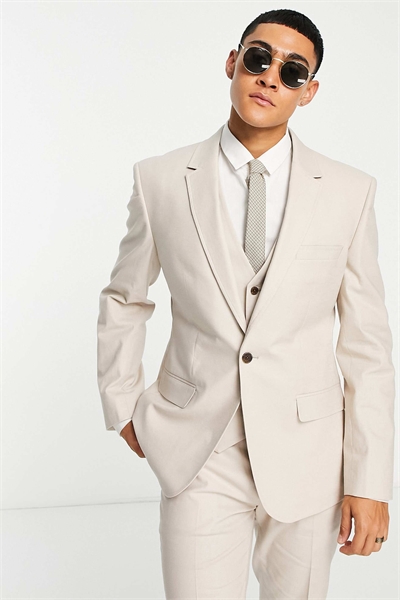 Приталенный пиджак из смешанного льна артикул 114174664