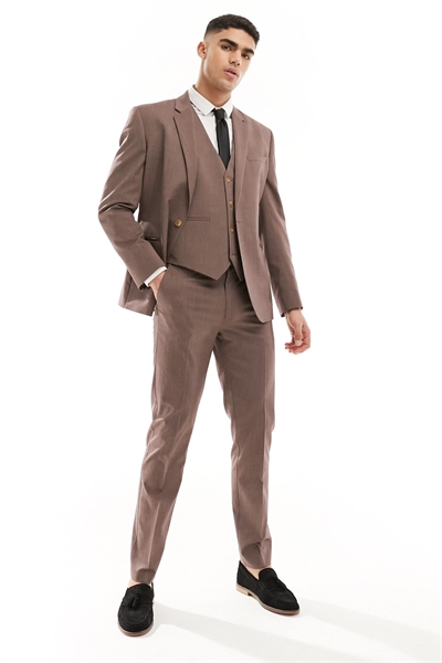 Приталенный пиджак коричневого цвета артикул 132359341