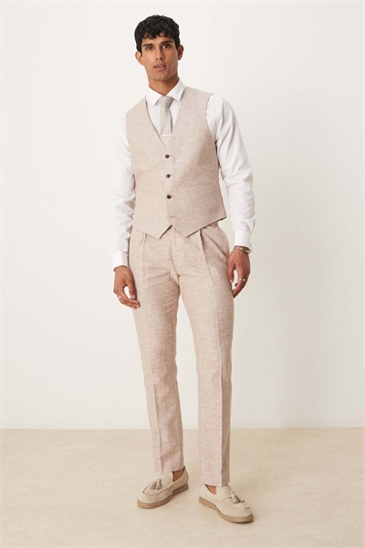 Брюки для костюма приталенного кроя из смеси льна и хлопка артикул 139586617