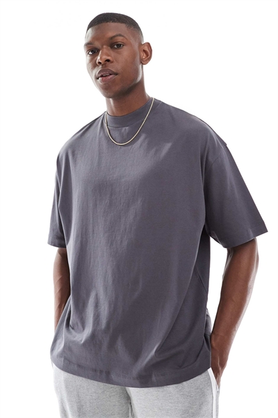 Футболка Essentials с высоким воротником и удлиненным кроем, цвет угольно-серый артикул 144538011