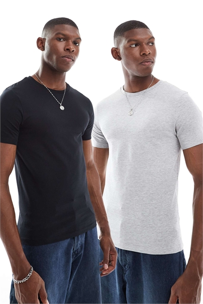 Набор из 2 футболок с облегающим кроем «Essentials» артикул 144538023