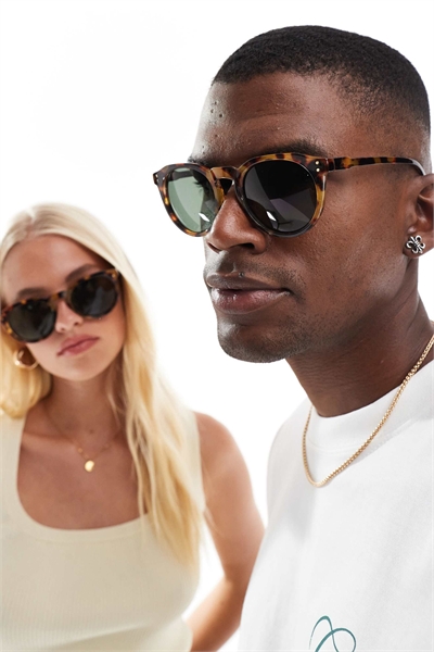 Очки Nucleus с круглыми стеклами зеленого цвета в темной черепаховой оправе артикул 143056380