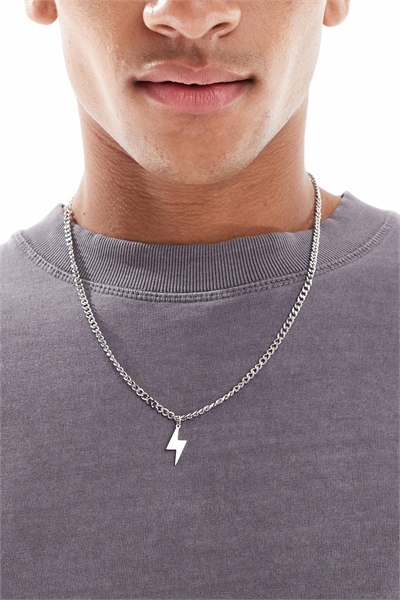 Колье с подвеской в виде молнии из нержавеющей стали артикул 150197488