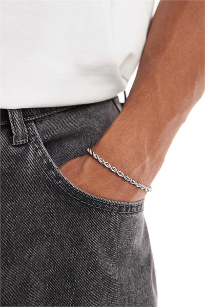 Браслет из нержавеющей стали с цепочкой из веревки артикул 150197497