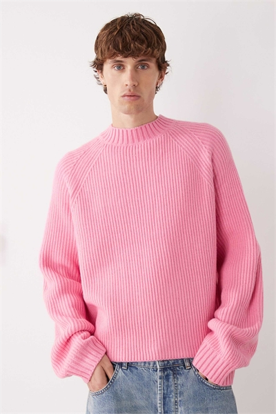 Свитер прямого кроя из трикотажа нежно-розового цвета артикул 149656613