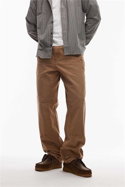 Брюки свободного кроя с двойными складками на коленях артикул 148887069