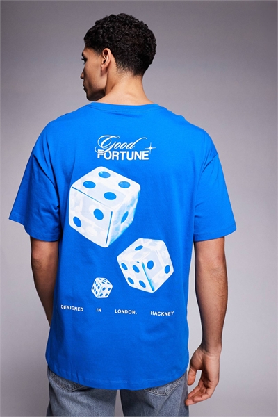 Футболка свободного кроя с принтом в виде игральных кубиков на спине артикул 151524057