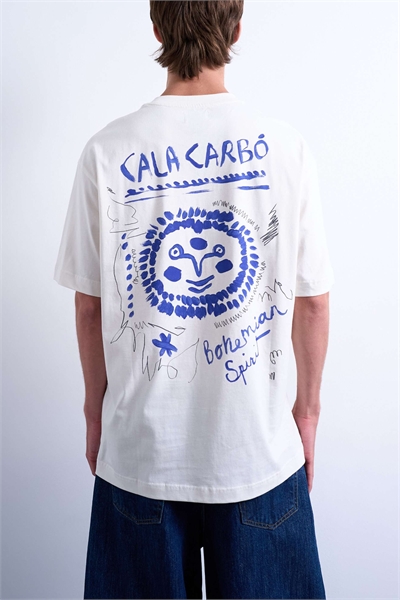 Футболка свободного кроя с принтом Cala Carbo спереди и сзади, цвет экрю артикул 148918593