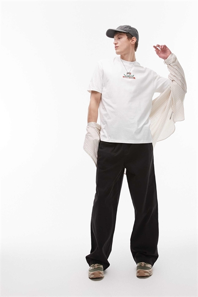 Брюки-чино из твила черного цвета свободного кроя артикул 142739173