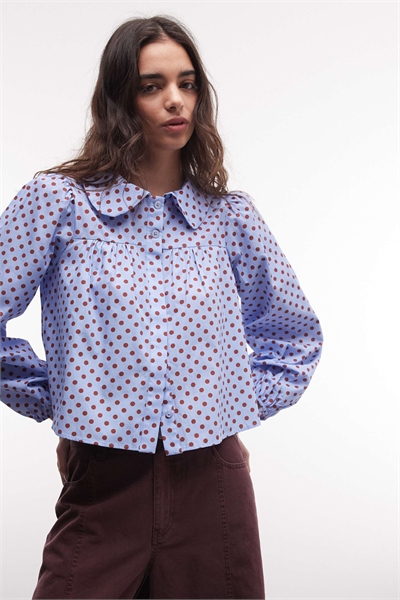 Блузка с воротником «Питер Пэн» в горошек артикул 155321155