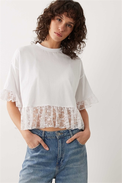 Шорты с кружевной оборкой по низу артикул 155928632