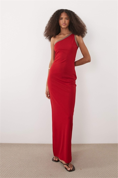 Макси-платье на одно плечо с боковым разрезом артикул 156267362