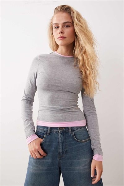 Двухслойная кофта с длинными рукавами артикул 156153277