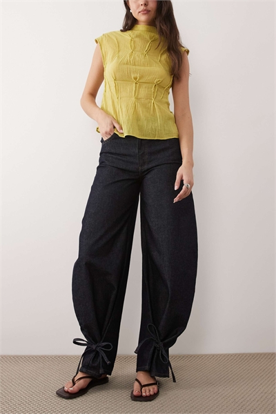 Джинсы с завязками на щиколотках артикул 155593958