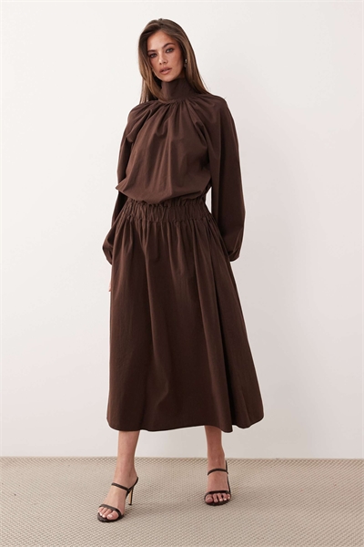 Макси-платье из поплина с объемными складками на молнии артикул 155172402