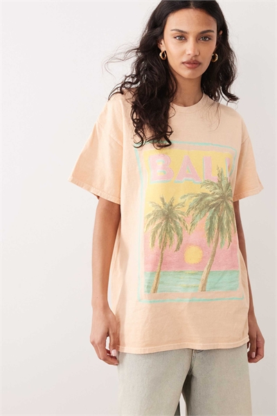 Футболка свободного кроя с принтом «Пляж на Бали» артикул 156367113