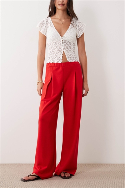 Брюки-кюлоты с широкими штанинами, из ткани интерлок, с плиссировкой и эластичным поясом артикул 156267374