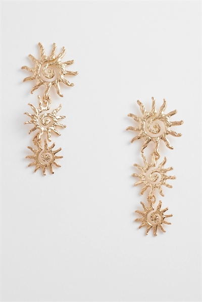 Длинные серьги с тремя солнышками артикул 153723867