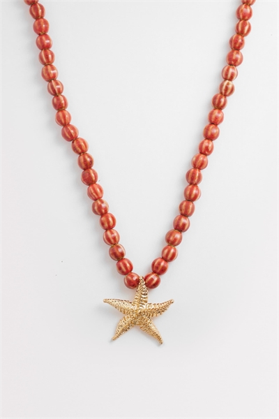 Колье с крупными бусинами в виде морской звезды артикул 153723871