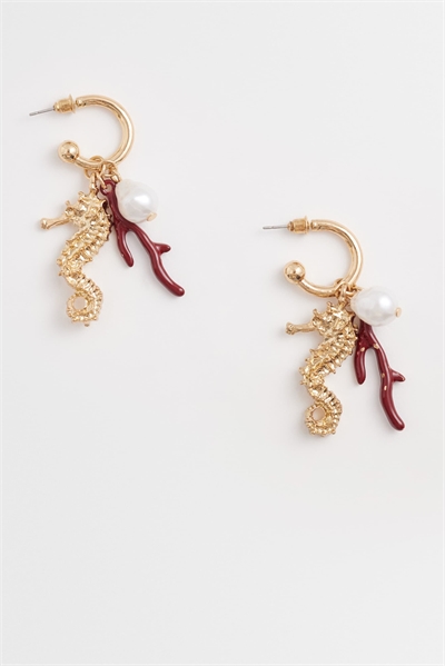 Серьги-кольца с подвесками в виде морских коньков «Софи» артикул 153723861