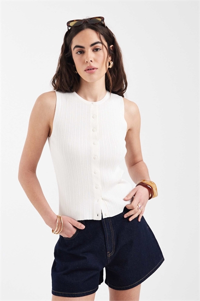 Жилет из ребристого трикотажа на пуговицах артикул 155322934