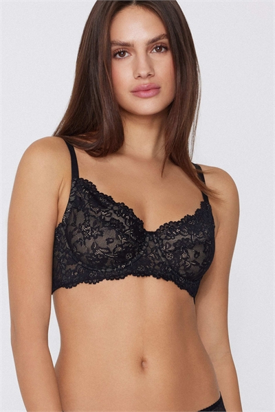 Бюстгальтер-балконет из парижского кружева без наполнителя артикул 156298643